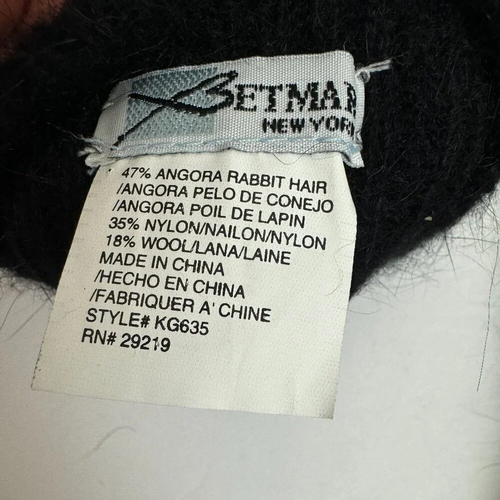 NWOT  Angora / Rabbit Hair Black Gloves